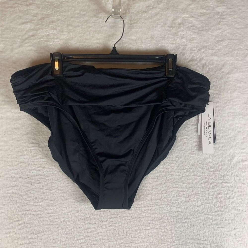 Jessica Simpson Bikini Bottom Women's‎ Plus 20W Black Nylon Ruched Hipster S9489